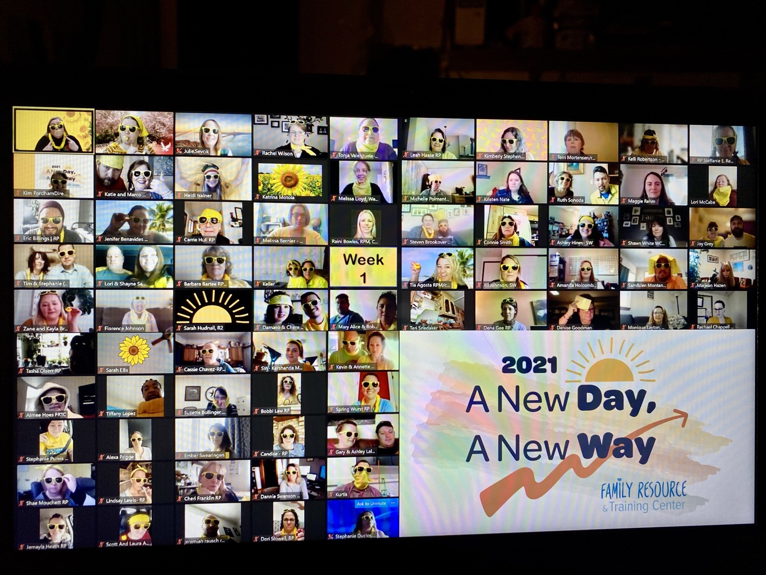 Participants attending the 2021 FRTC conference through a large Zoom gallery